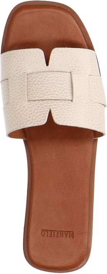 Manfield Dames Witte gevlochten leren slippers - Foto 6