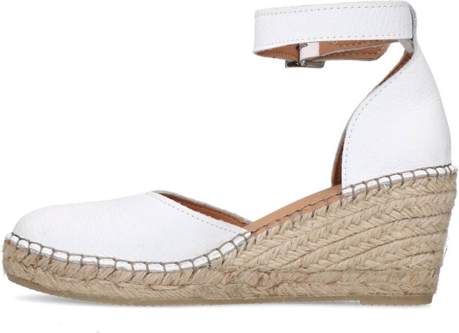 Manfield Dames Witte leren sleehakken met touwzool