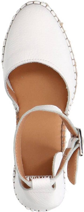 Manfield Dames Witte leren sleehakken met touwzool