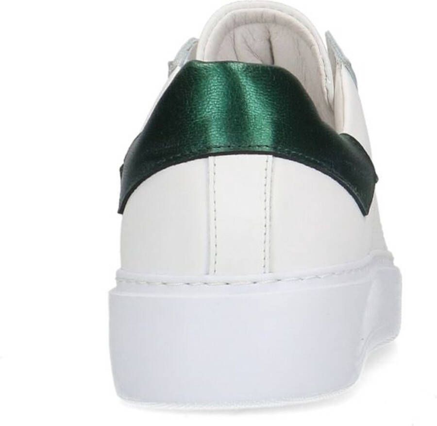 Manfield Dames Witte leren sneakers met groene metallic details - Foto 7