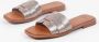 Manfield Dames Zilverkleurige gevlochten leren sandalen - Thumbnail 5
