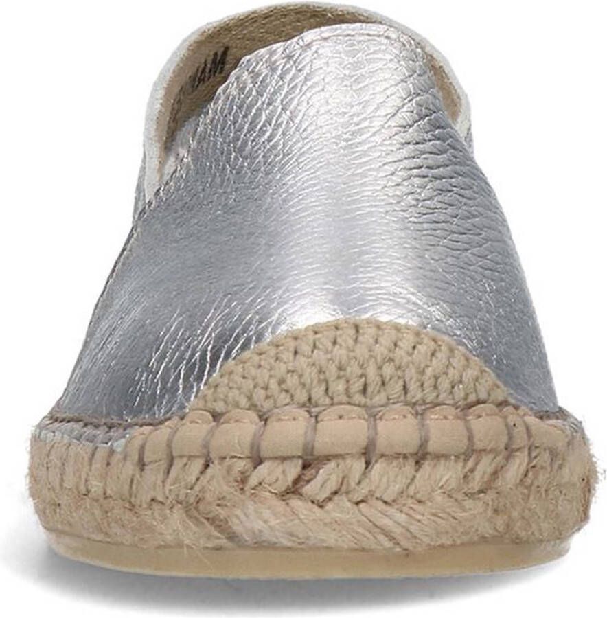 Manfield Dames Zilverkleurige leren espadrilles