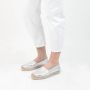 Manfield Dames Zilverkleurige leren espadrilles - Thumbnail 8