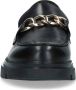 Manfield Dames Zwart leren loafers met goudkleurige chain - Thumbnail 6