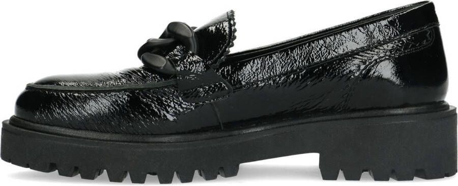 Manfield Dames Zwarte lakleren loafers met chain - Foto 5