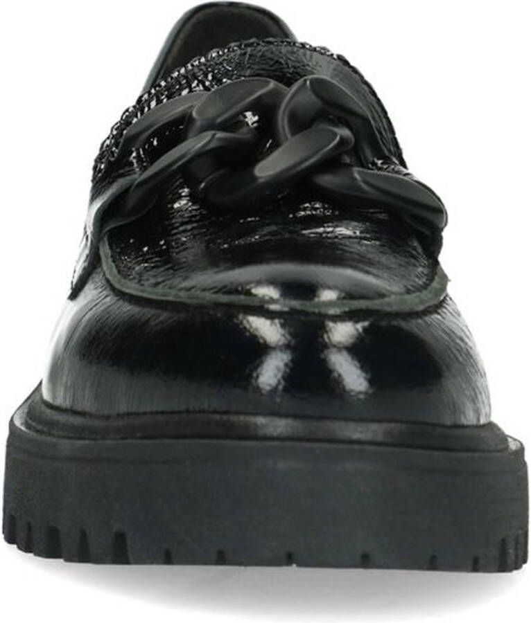 Manfield Dames Zwarte lakleren loafers met chain - Foto 6