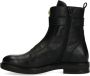 Manfield Dames Zwarte leren biker boots met gesp - Thumbnail 4