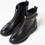 Manfield Dames Zwarte leren biker boots met gesp - Thumbnail 6