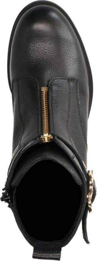 Manfield Dames Zwarte leren biker boots met gesp