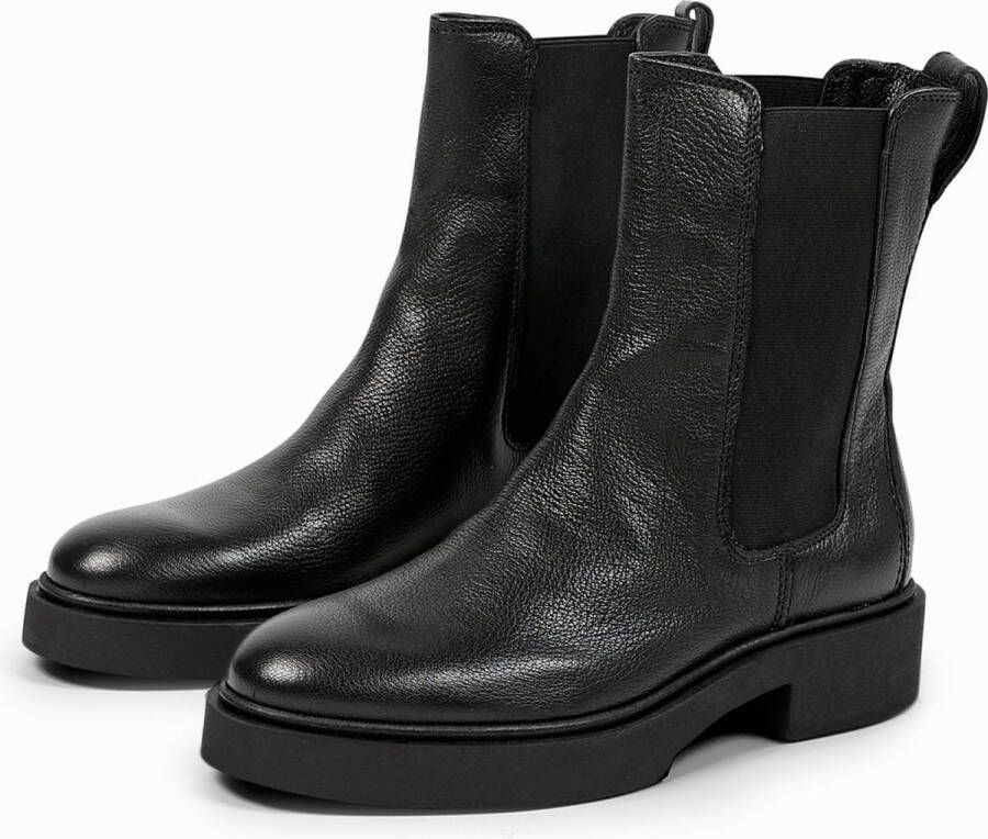 Manfield Dames Zwarte leren chelsea boots
