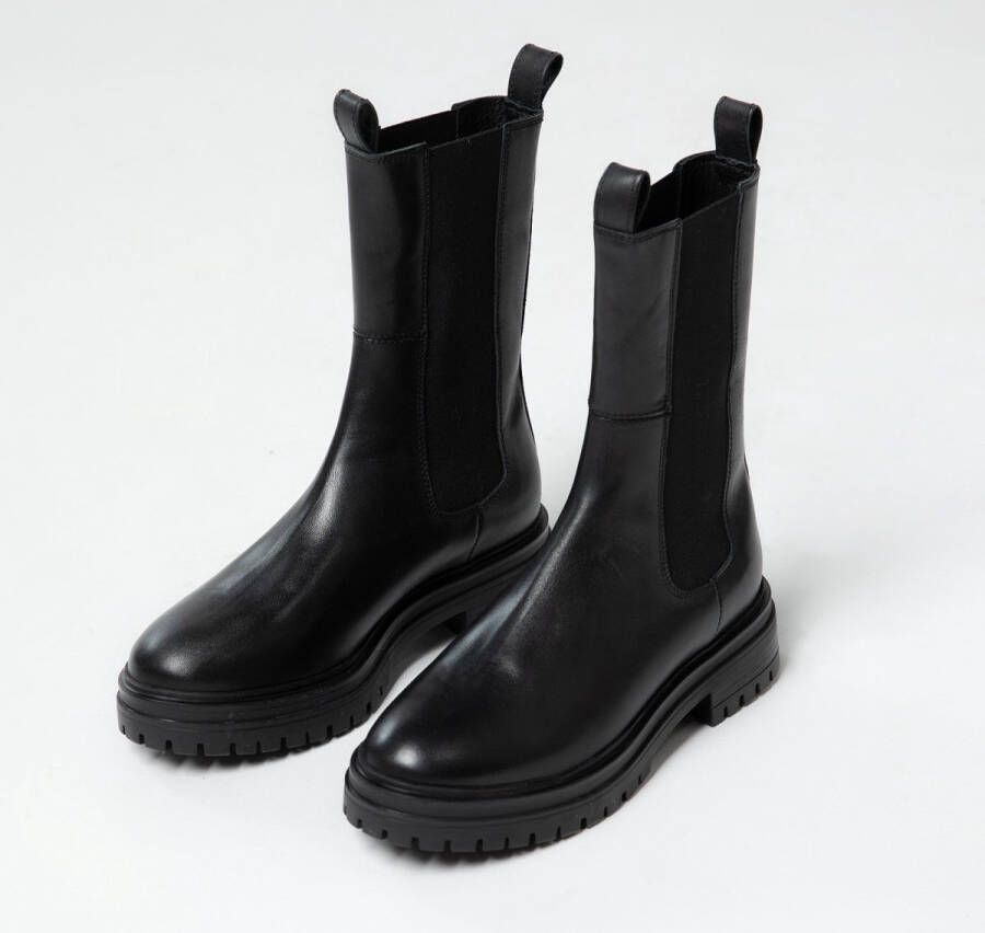 Manfield Dames Zwarte leren chelsea boots - Foto 7