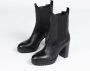 Manfield Dames Zwarte leren chelsea boots met hoge hak - Thumbnail 5