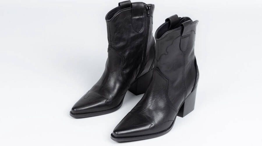Manfield Dames Zwarte leren cowboylaarzen