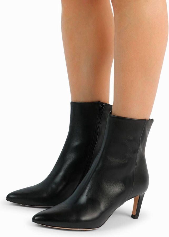 Manfield Dames Zwarte leren enkellaarsjes met hak