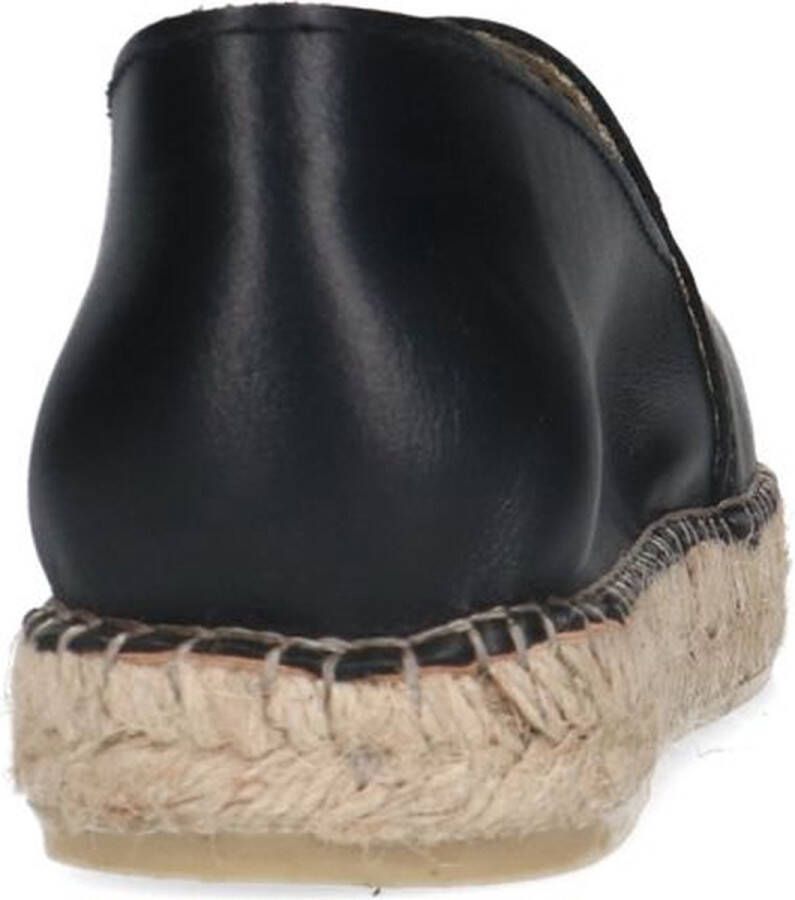 Manfield Dames Zwarte leren espadrilles