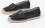 Manfield Dames Zwarte leren espadrilles - Thumbnail 6