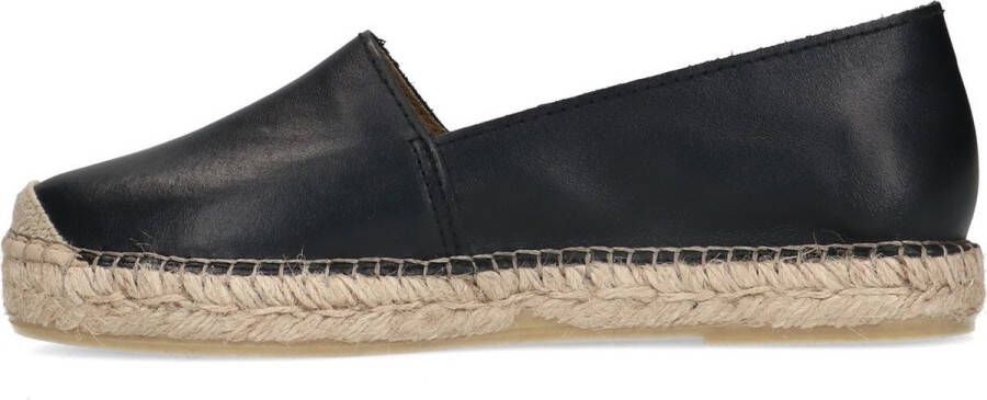 Manfield Dames Zwarte leren espadrilles