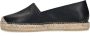 Manfield Dames Zwarte leren espadrilles - Thumbnail 7