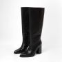 Manfield Dames Zwarte leren hoge laarzen met hak - Thumbnail 6