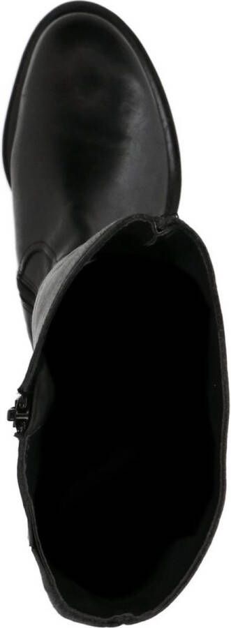 Manfield Dames Zwarte leren hoge laarzen met platte zool - Foto 4