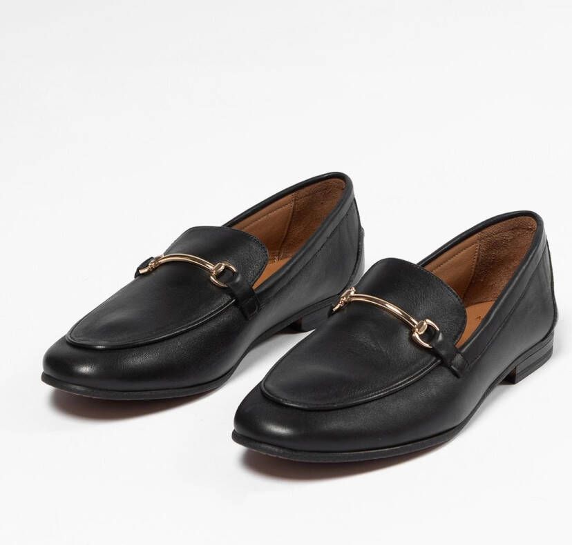 Manfield Dames Zwarte leren loafers