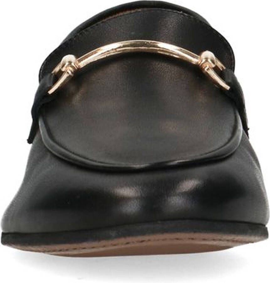 Manfield Dames Zwarte leren loafers