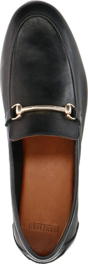 Manfield Dames Zwarte leren loafers
