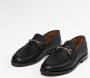 Manfield Dames Zwarte leren loafers met goudkleurig detail - Thumbnail 7