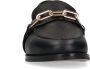 Manfield Dames Zwarte leren loafers met goudkleurige chain - Thumbnail 3