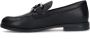 Manfield Dames Zwarte leren loafers met vierkanten chain - Thumbnail 7