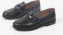Manfield Dames Zwarte leren loafers met vierkanten chain - Thumbnail 8