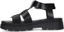 Manfield Dames Zwarte leren sandalen - Thumbnail 4