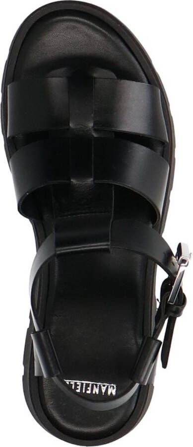 Manfield Dames Zwarte leren sandalen
