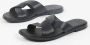 Manfield Dames Zwarte leren sandalen - Thumbnail 7