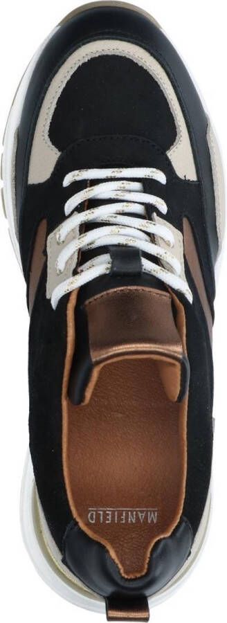 Manfield Dames Zwarte leren sneakers