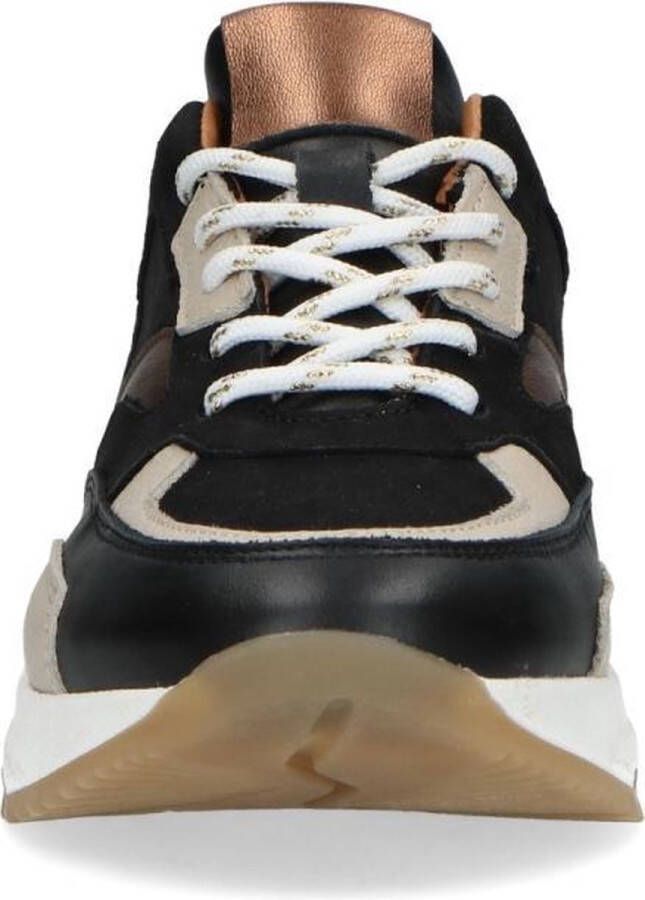 Manfield Dames Zwarte leren sneakers