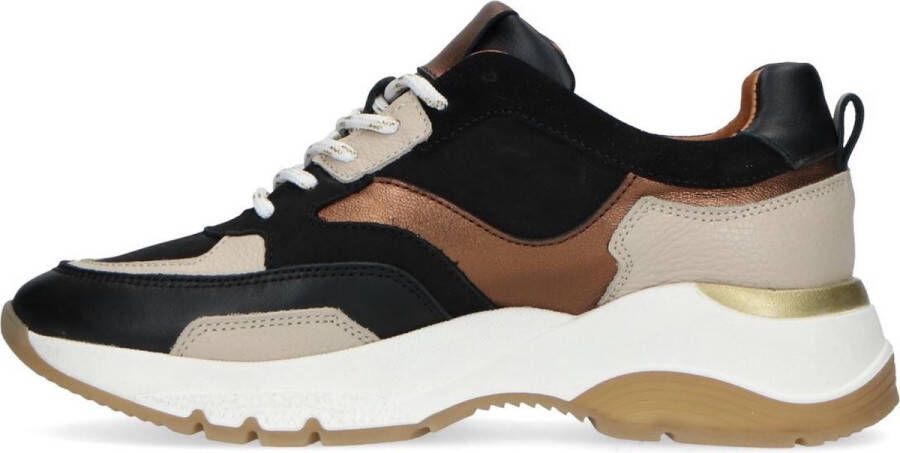 Manfield Dames Zwarte leren sneakers