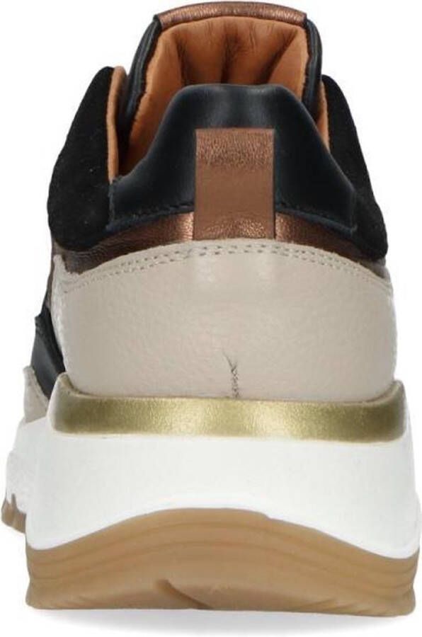 Manfield Dames Zwarte leren sneakers