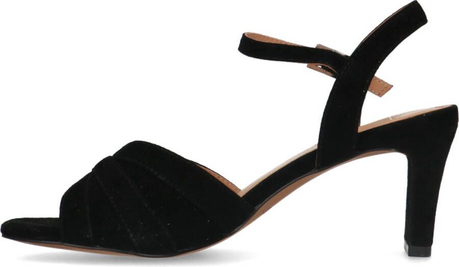 Manfield Dames Zwarte suède sandalen met hak - Foto 4