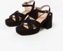 Manfield Dames Zwarte suède sandalen met hak - Thumbnail 4