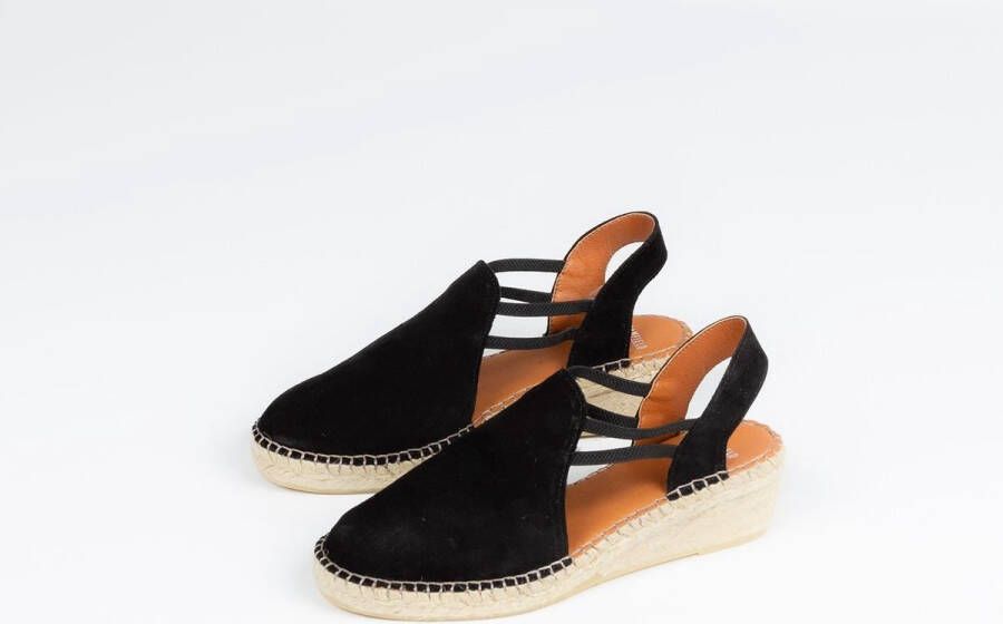 Manfield Dames Zwarte suède sandalen met sleehak - Foto 3
