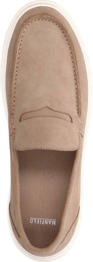 Manfield Heren Beige suède loafers met sportieve zool