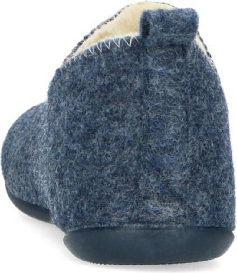 Manfield Heren Blauwe pantoffels met wol - Foto 4