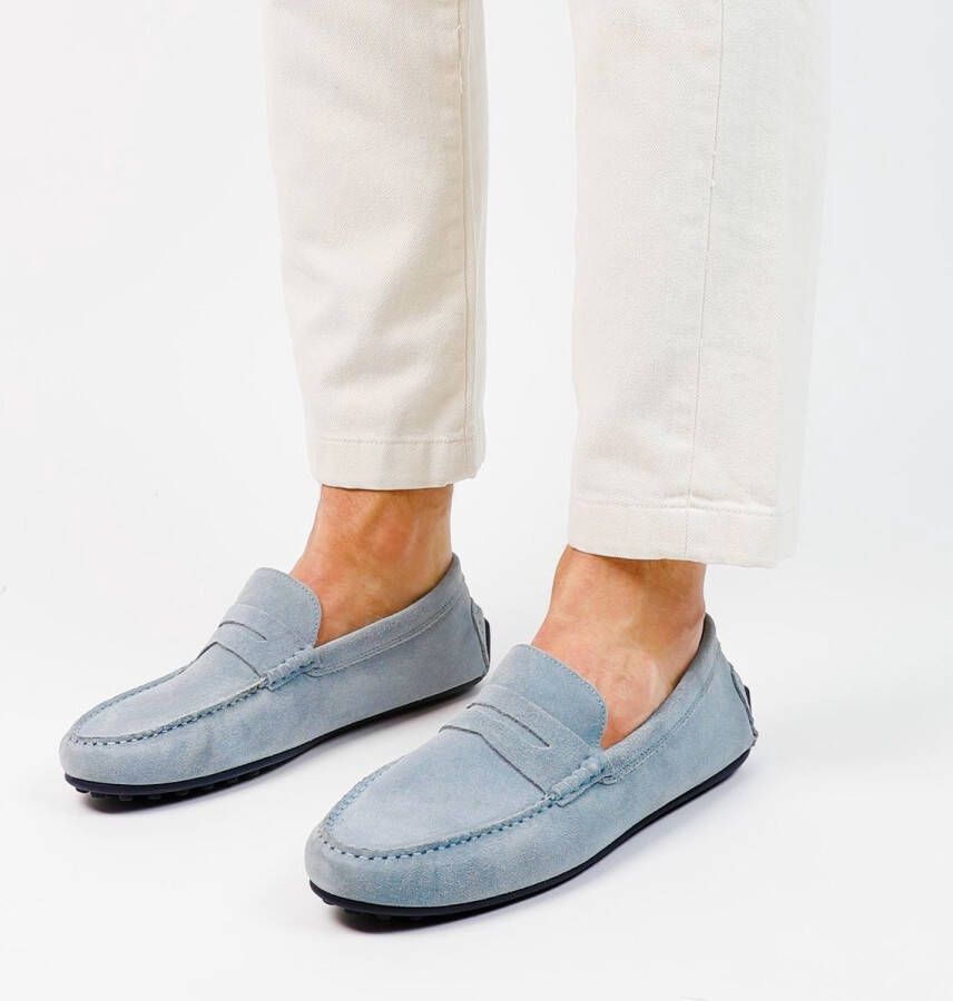 Manfield Heren Blauwe suède loafers