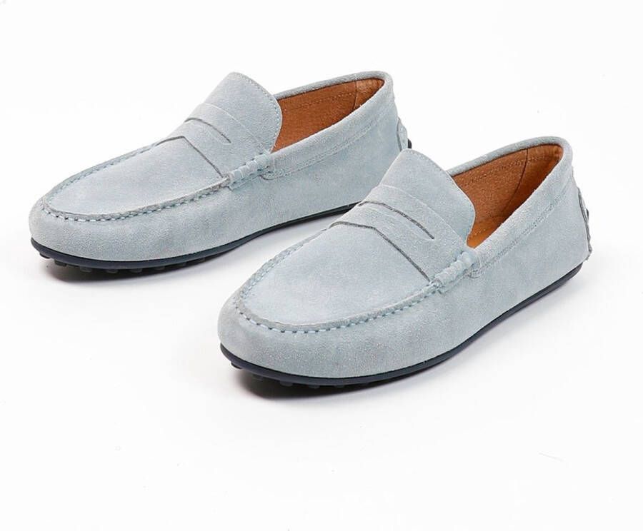 Manfield Heren Blauwe suède loafers