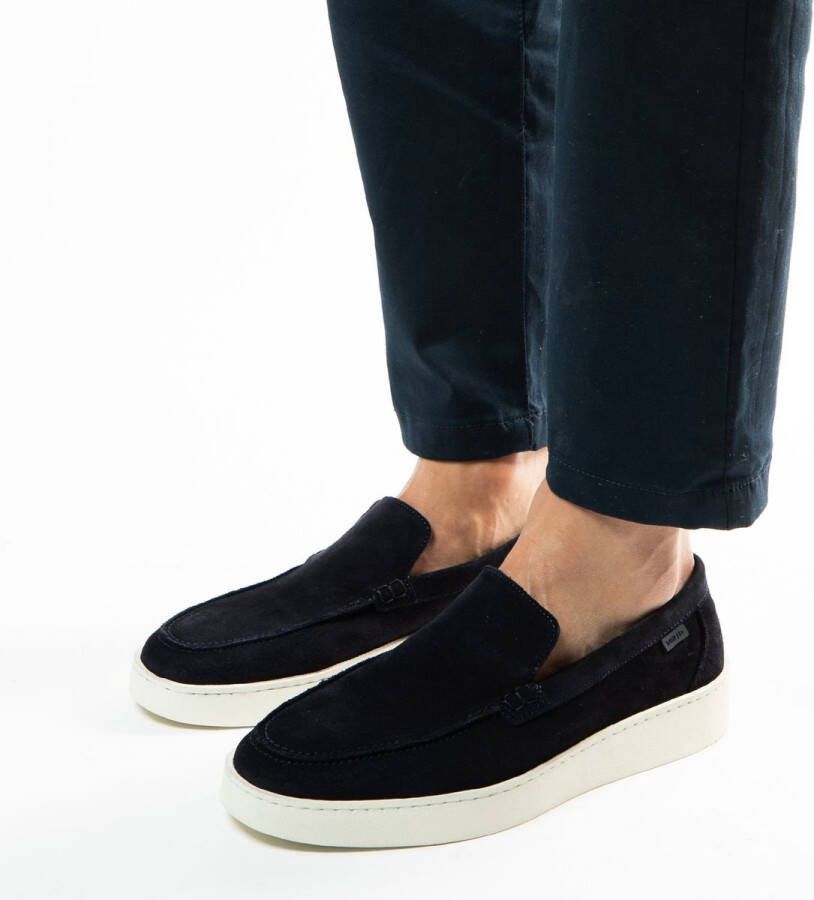 Manfield Heren Blauwe suède loafers