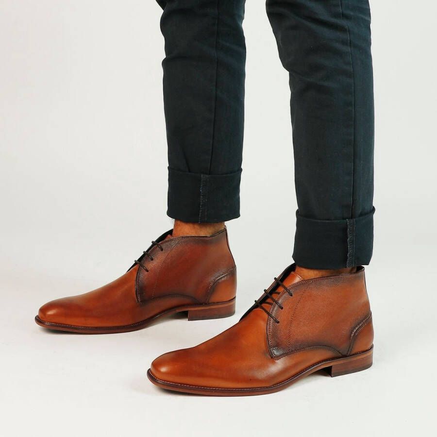 Manfield Heren Cognac hoge veterboots - Foto 8