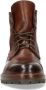 Manfield Heren Cognac leren veterboots met imitatiebont - Thumbnail 3