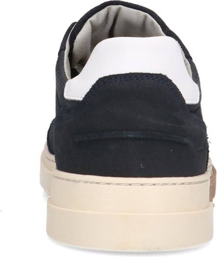 Manfield Heren Donkerblauwe leren sneakers