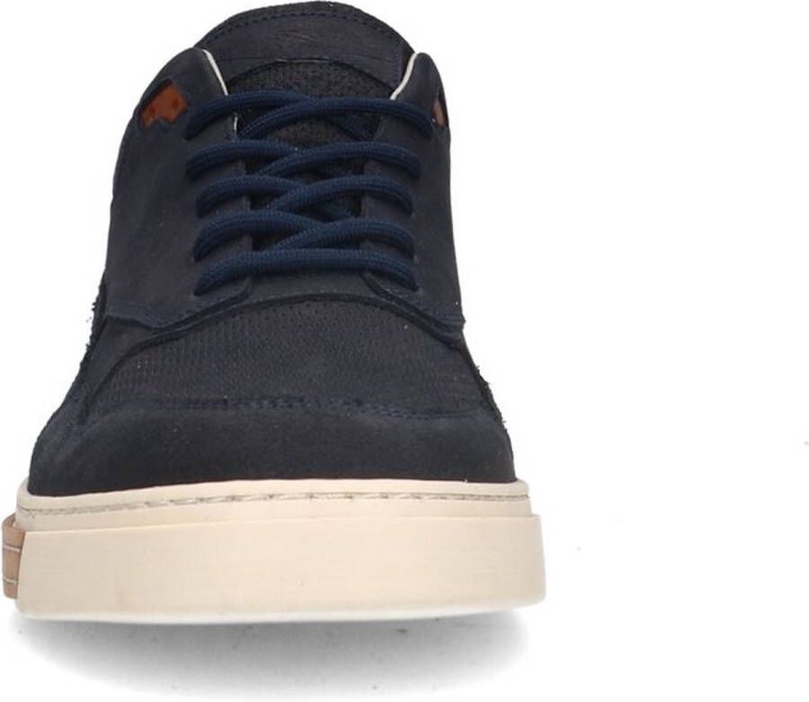 Manfield Heren Donkerblauwe leren sneakers